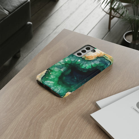Green Geode in Watercolor - Impact Resistant Phone Case